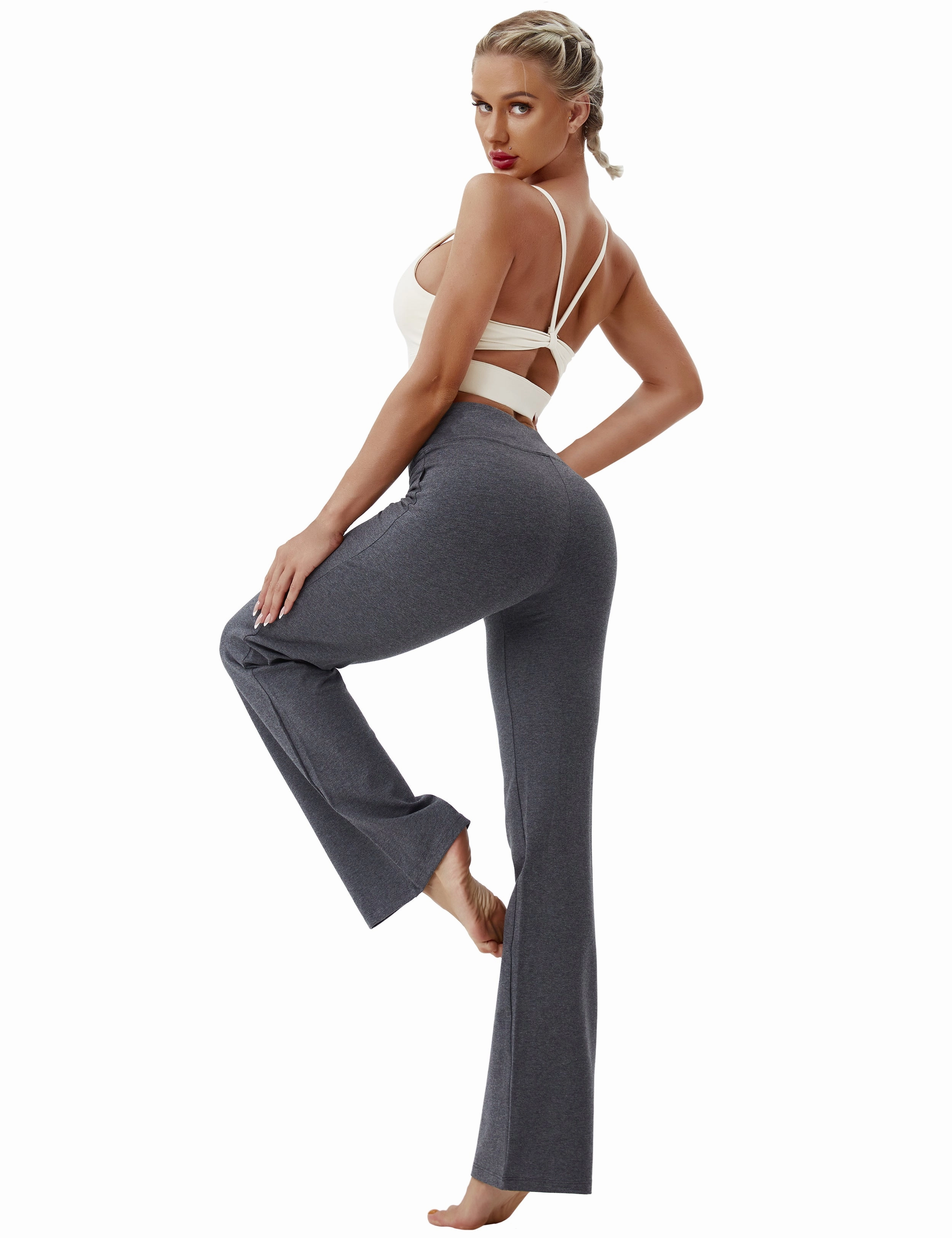 29" 31" 33" 35" Cotton Bootcut Leggings heathercharcoal_Running