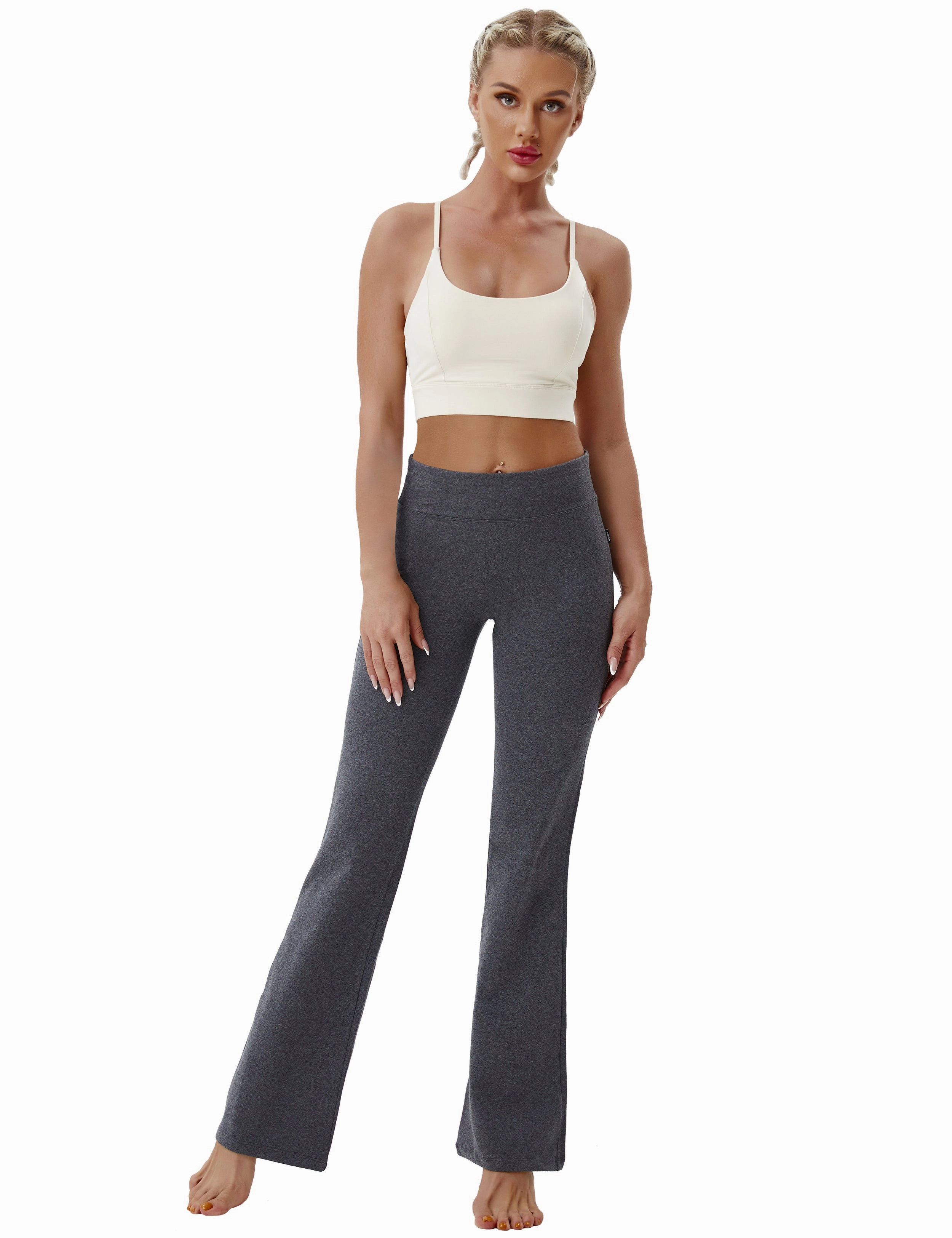 29" 31" 33" 35" Cotton Bootcut Leggings heathercharcoal_Running