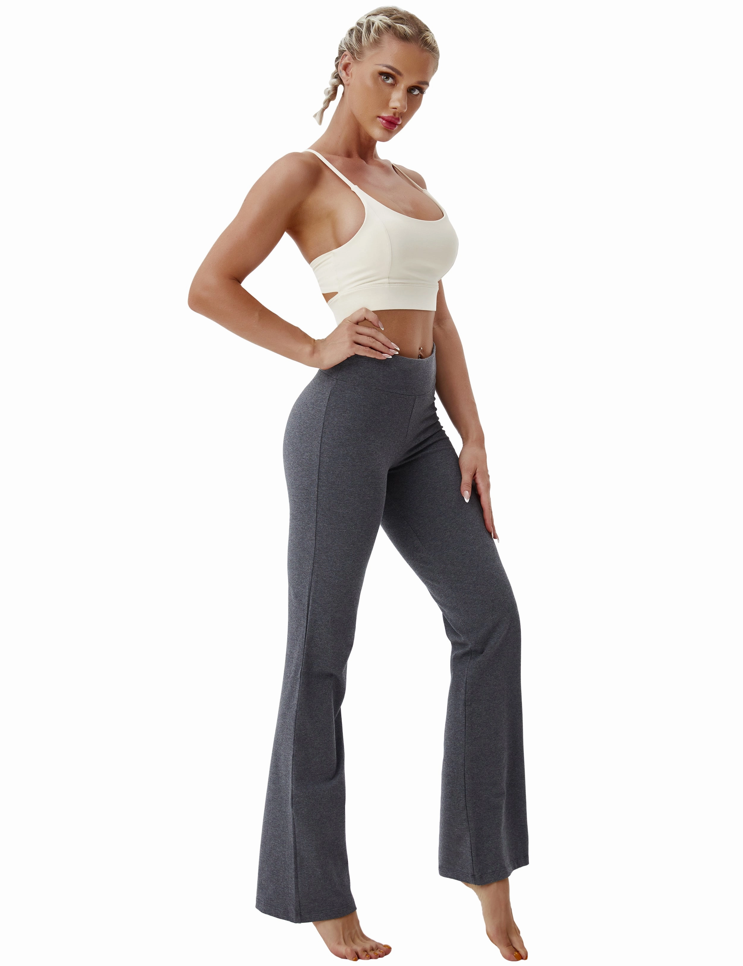 29" 31" 33" 35" Cotton Bootcut Leggings heathercharcoal_Running