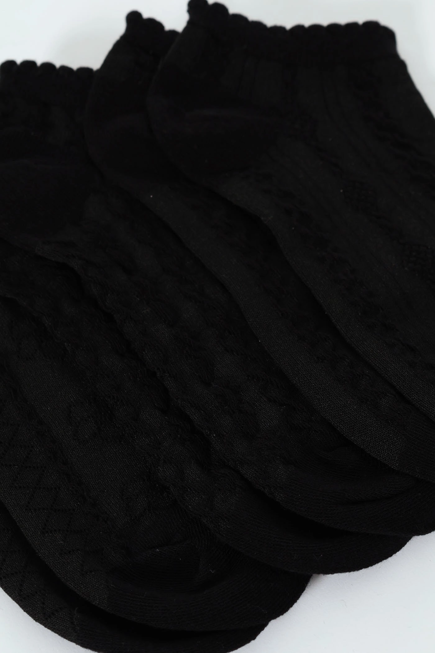 3 Pack Low Cut Jacquard Design Socks - Black