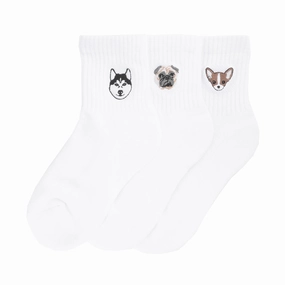 3 Pack Medium Embroidered Half Crew
