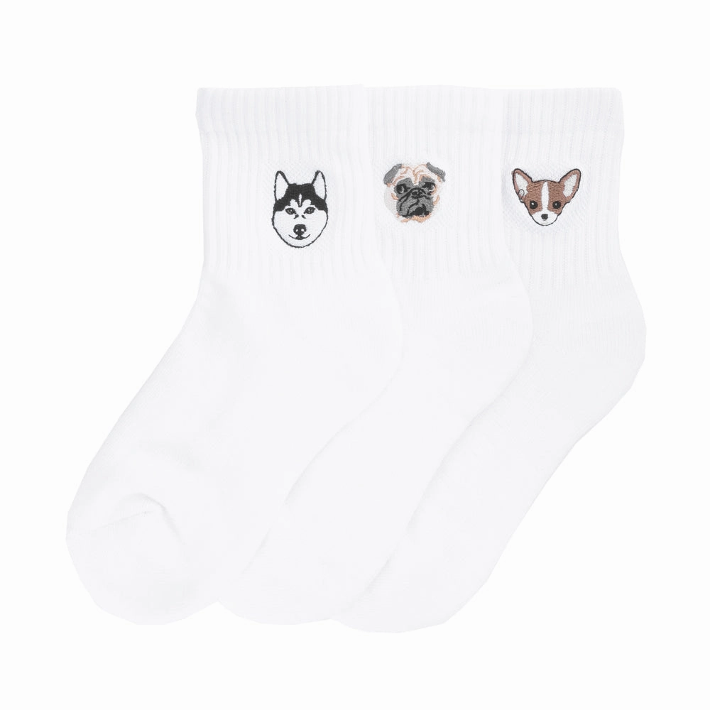 3 Pack Medium Embroidered Half Crew
