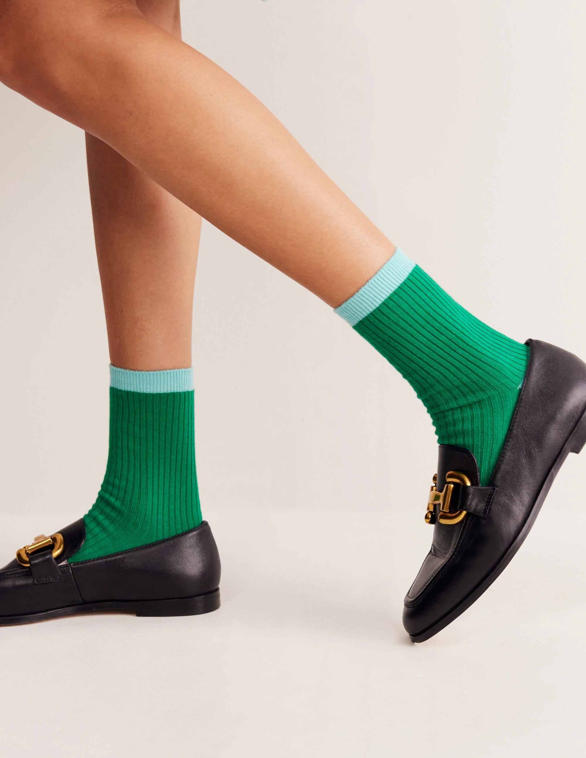 3 Pack Ribbed Ankle Socks-Colour Block