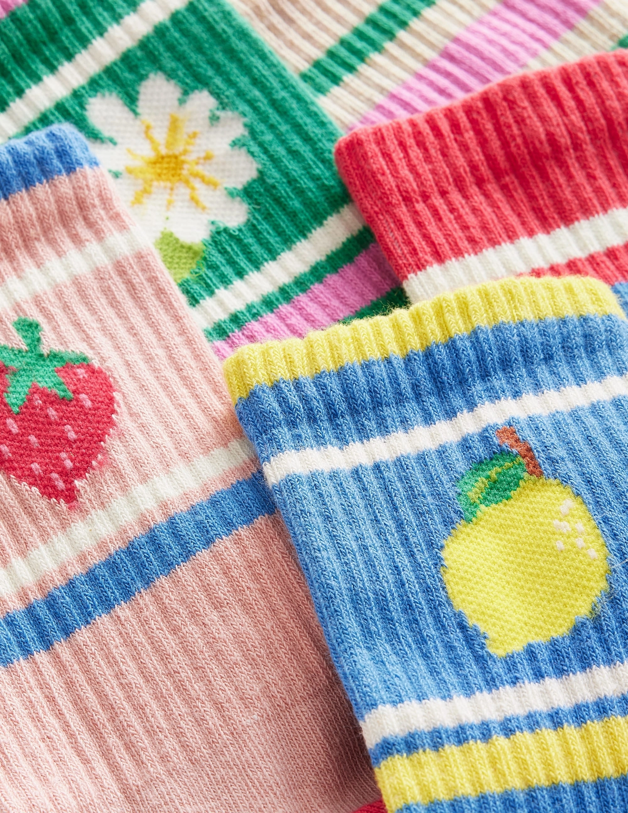 5-Pack Ribbed Socks-Motif Multi