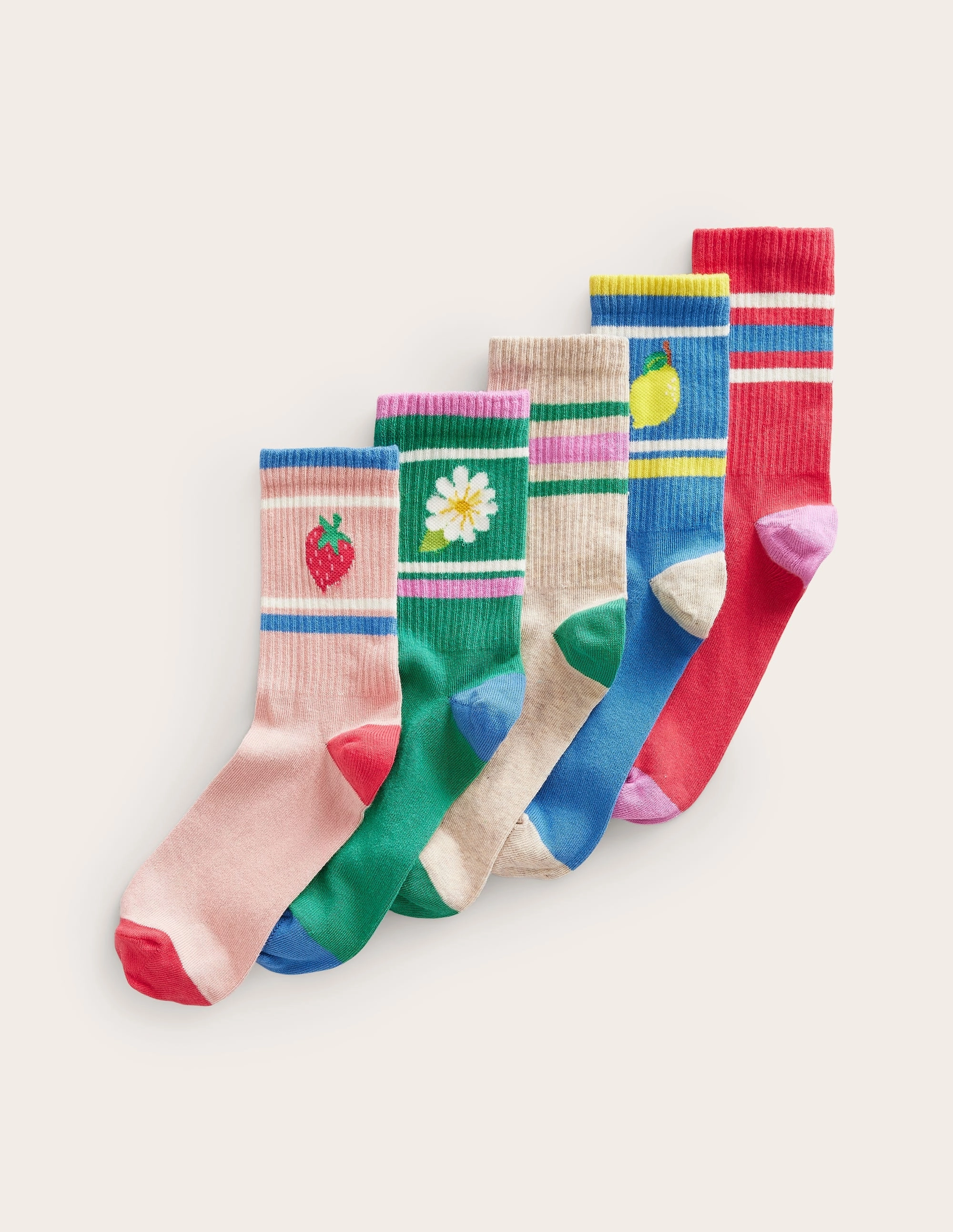5-Pack Ribbed Socks-Motif Multi