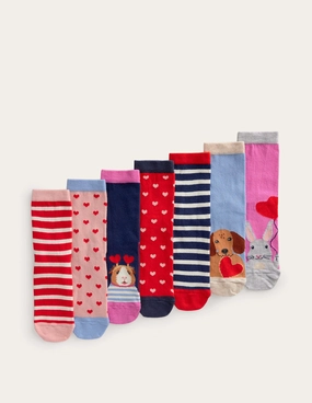 7-Pack Socks-Multi Heart Animals