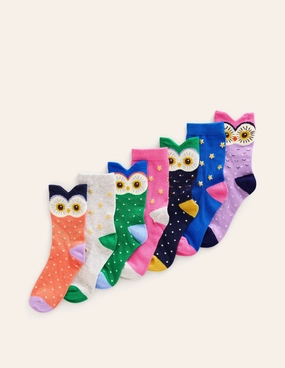7-Pack Socks-Multi Owls