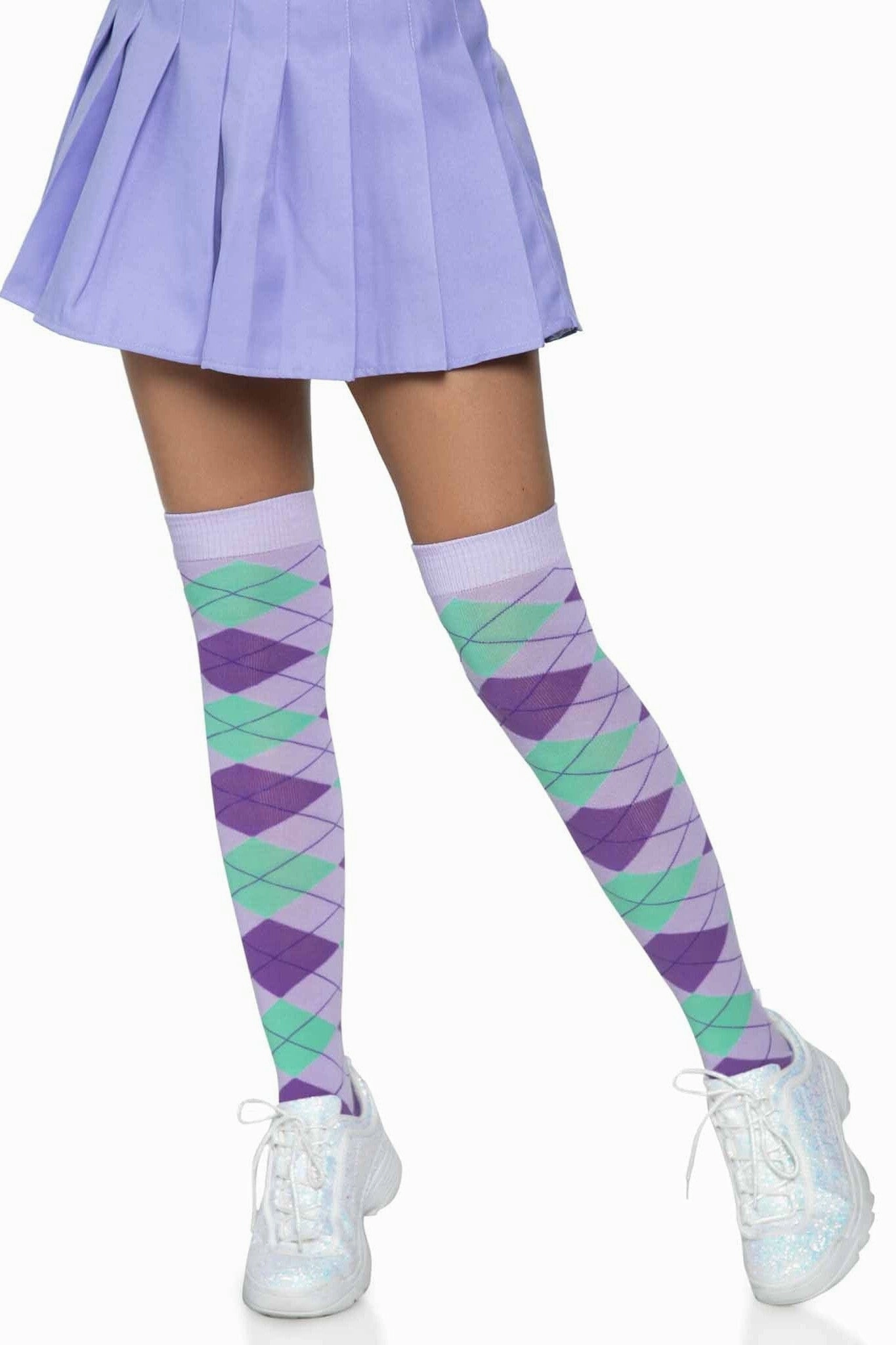 Argyle Knit Over The Knee Socks