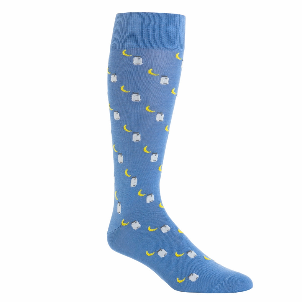Azure Blue with Yolk, White and Steel Gray Moonshine Cotton Sock Linked Toe OTC