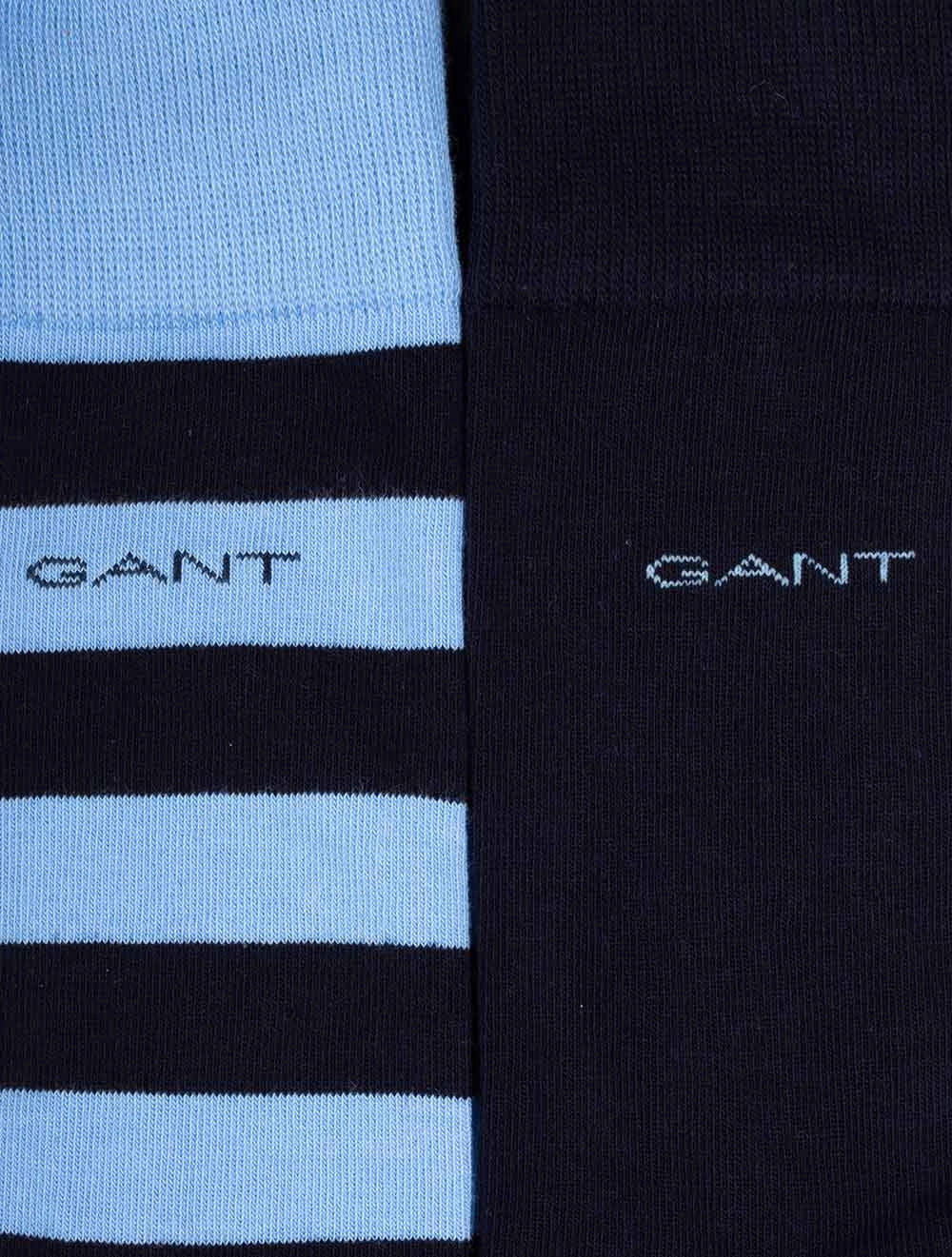 Barstripe and Solid Socks 2 Pack Capri Blue