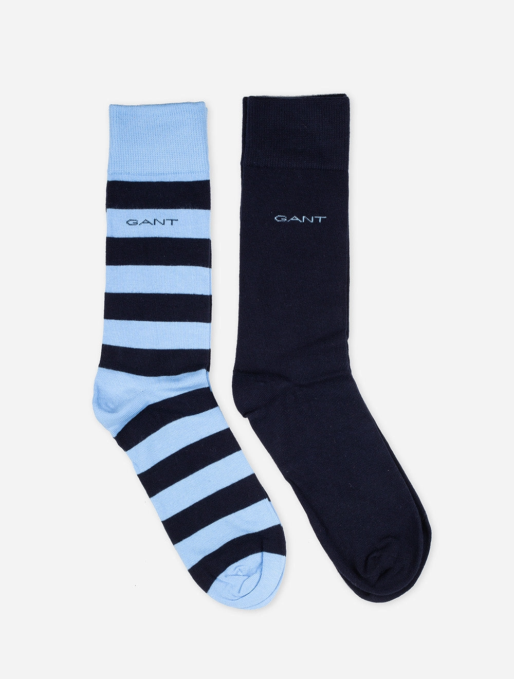 Barstripe and Solid Socks 2 Pack Capri Blue