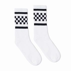 Black Checkered Socks | White
