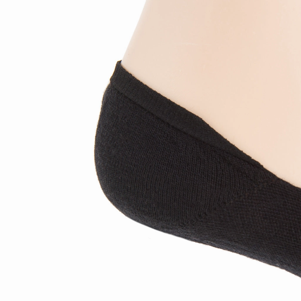 Black Fine Merino Wool Sock Linked Toe Low Vamp No Show
