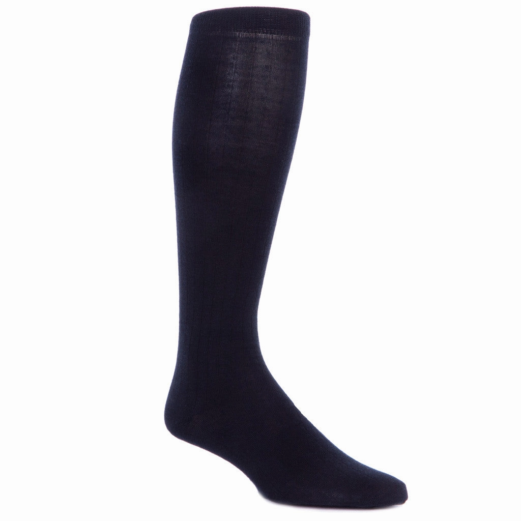Black Solid Ribbed Cotton Sock Linked Toe OTC