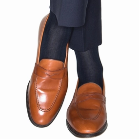 Black Solid Ribbed Cotton Sock Linked Toe OTC