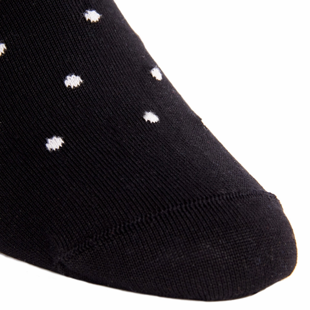 Black with Ash Dot Fine Merino Wool Sock Linked Toe Mid-Calf