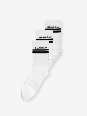Blakely Crew Socks 3 Pack - White & Black