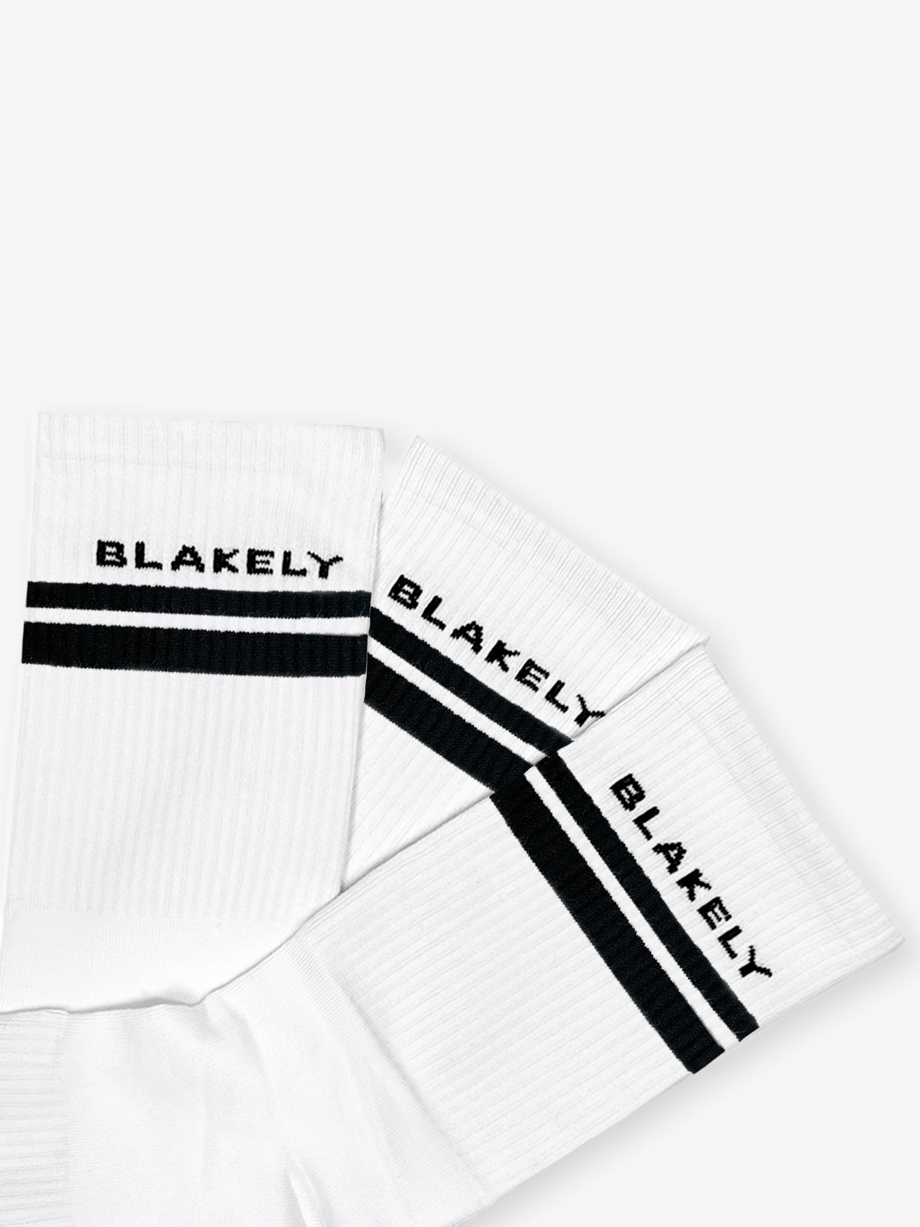 Blakely Crew Socks 3 Pack - White & Black