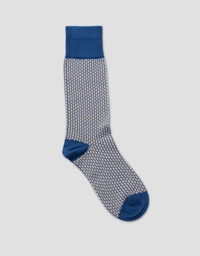 BLUE DIAMOND JACQUARD MID-CALF SOCKS
