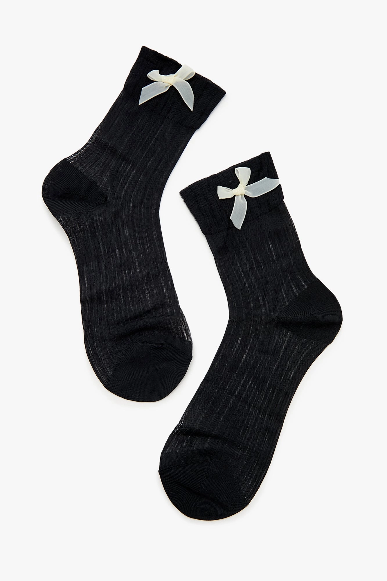 Bow Ribbed Crew Socks