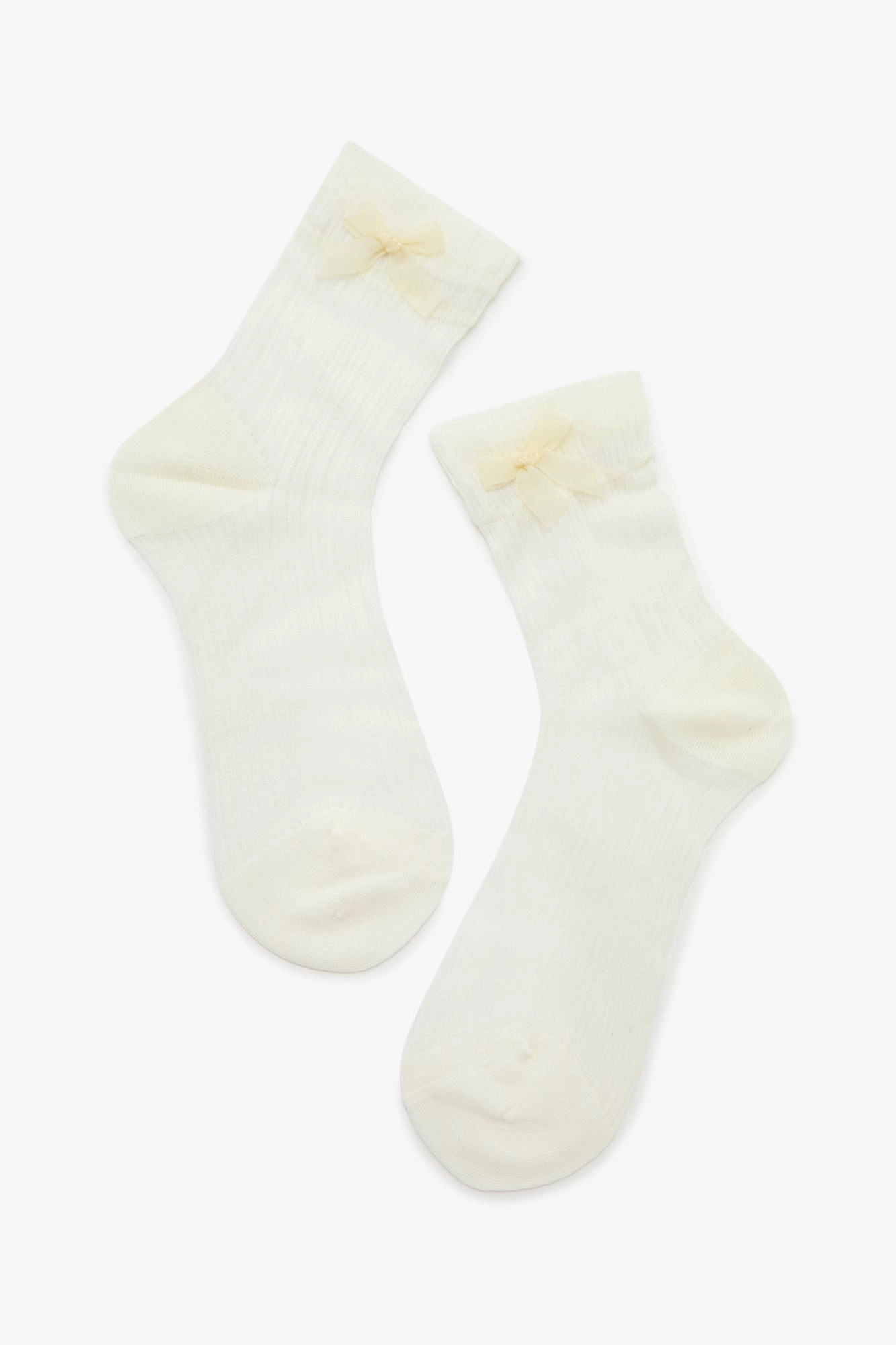 Bow Ribbed Crew Socks