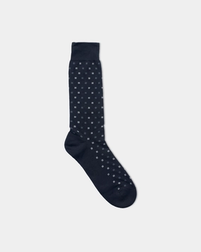 BOX MOTIF COTTON MID CALF SOCKS - BLACK