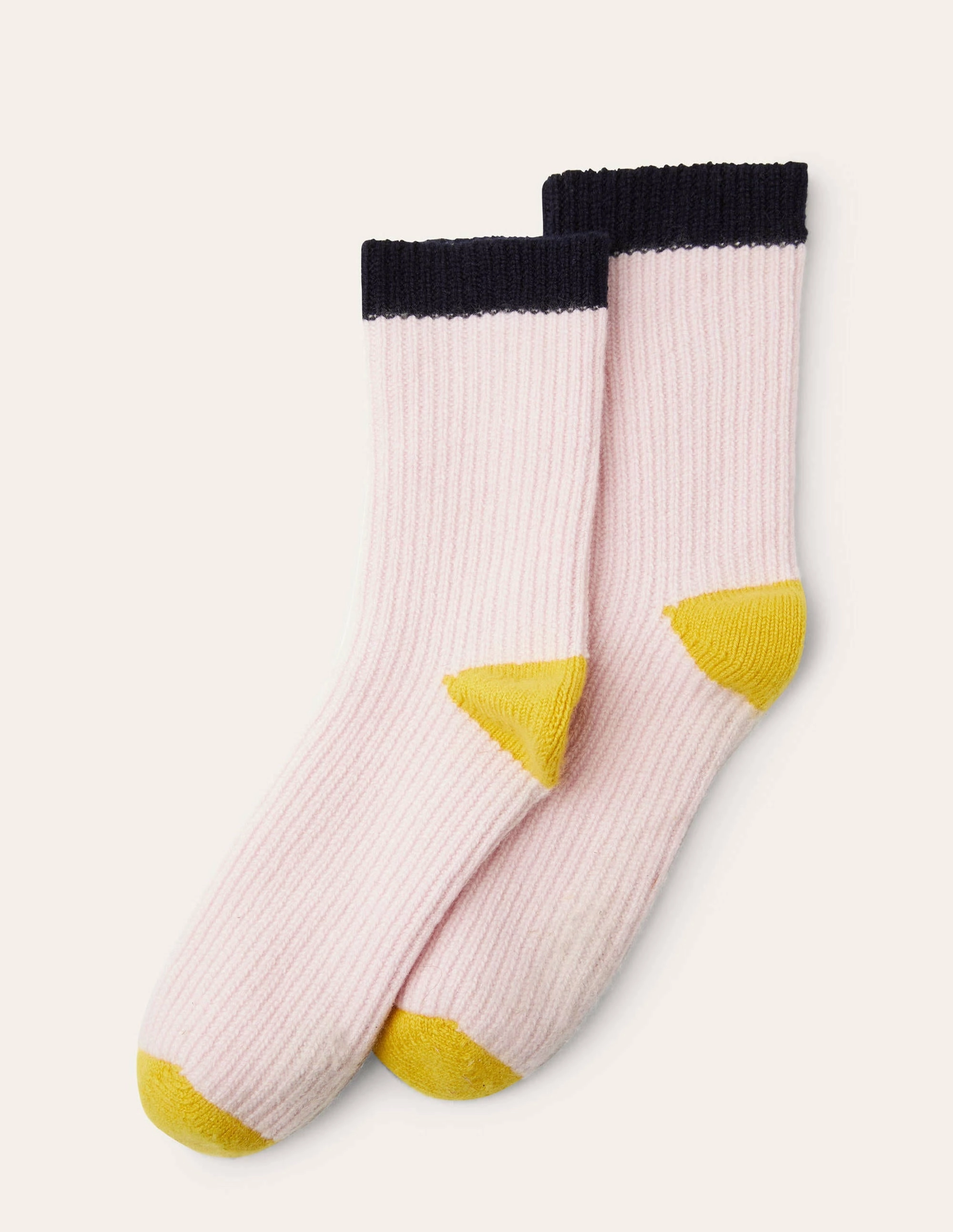 Cashmere Bed Socks-Milkshake/Wasp/Navy