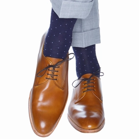 Classic Navy with White Pin Dot Cotton Sock Linked Toe OTC