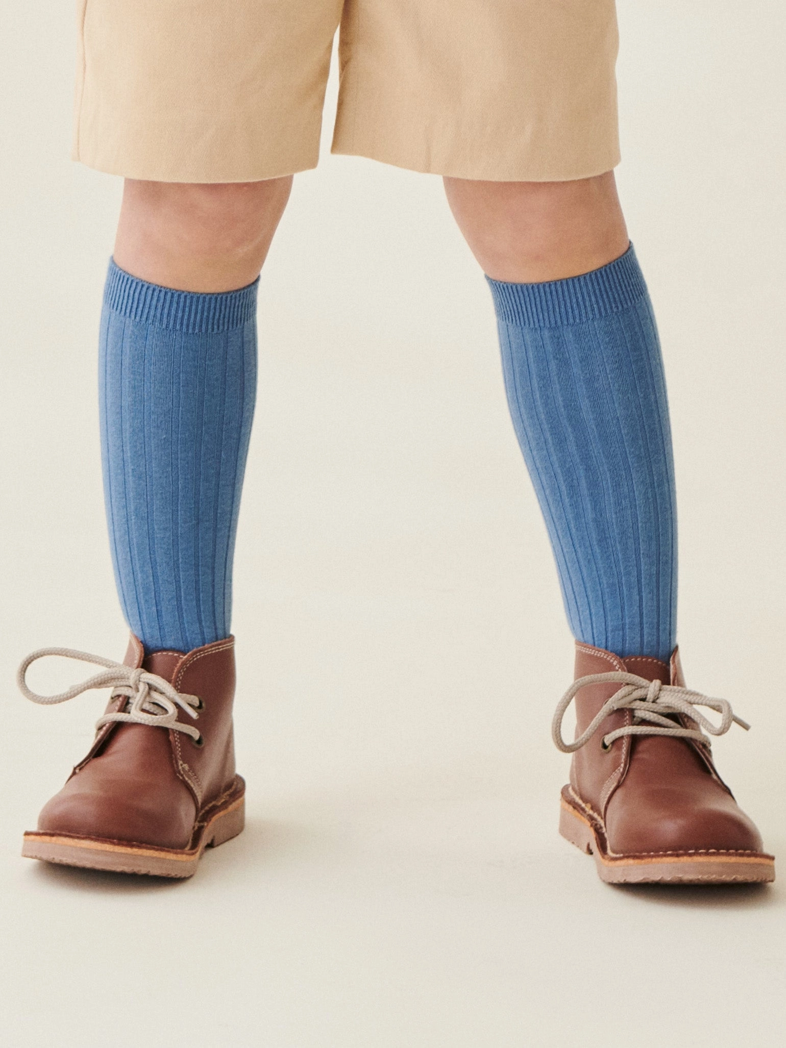 Dusty Blue Ribbed Knee High Kids Socks