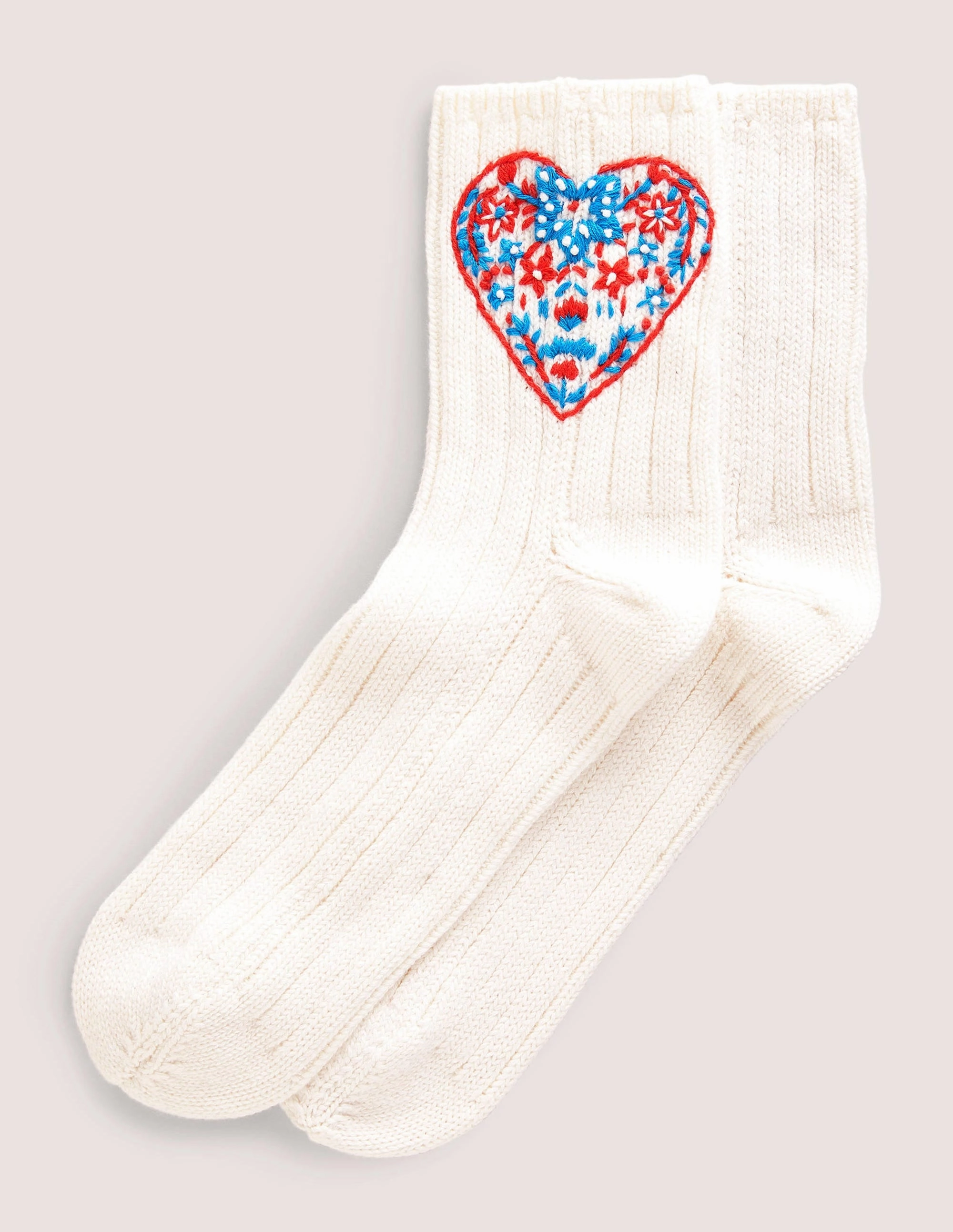 Embroidered Bed Socks-Heart