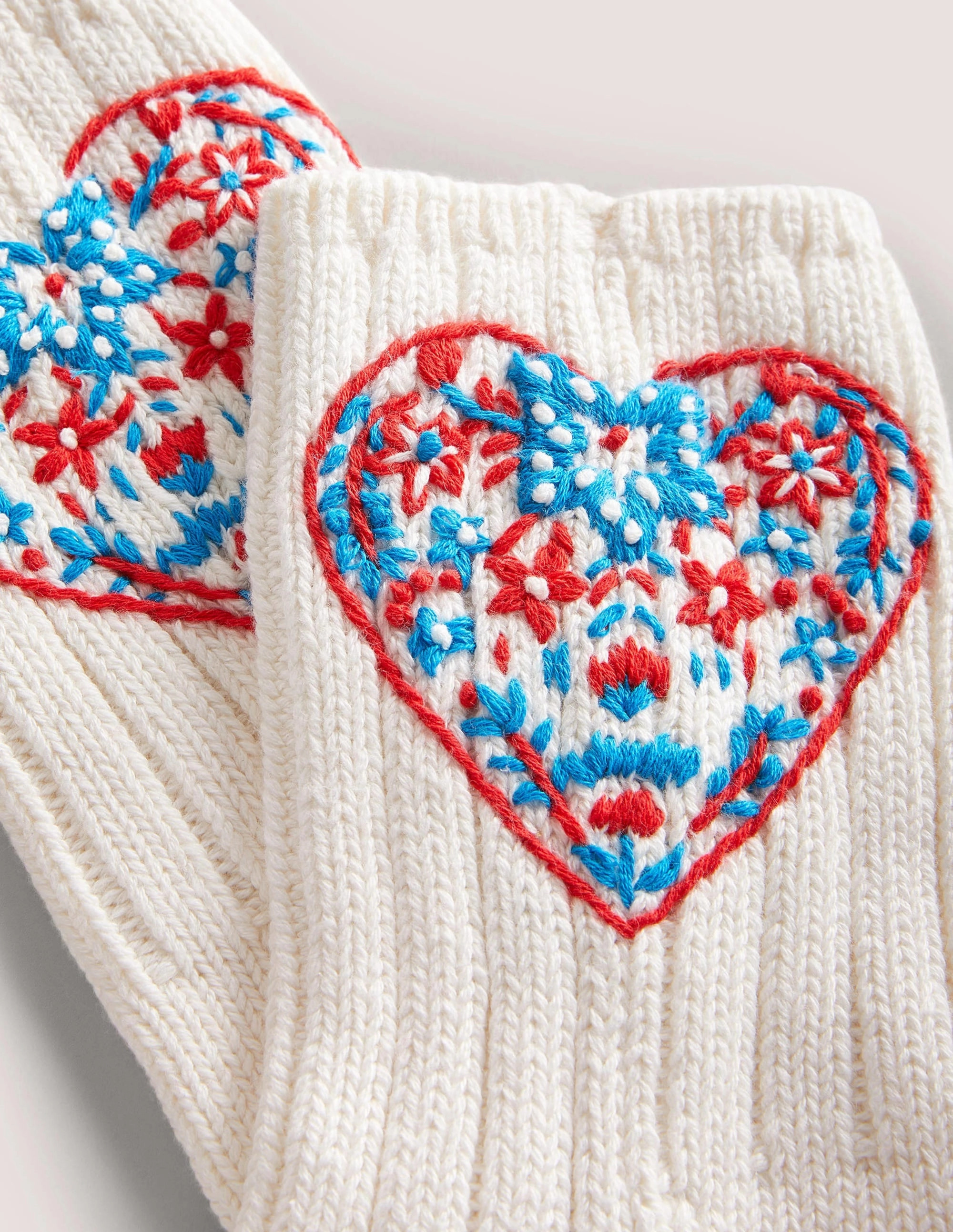 Embroidered Bed Socks-Heart