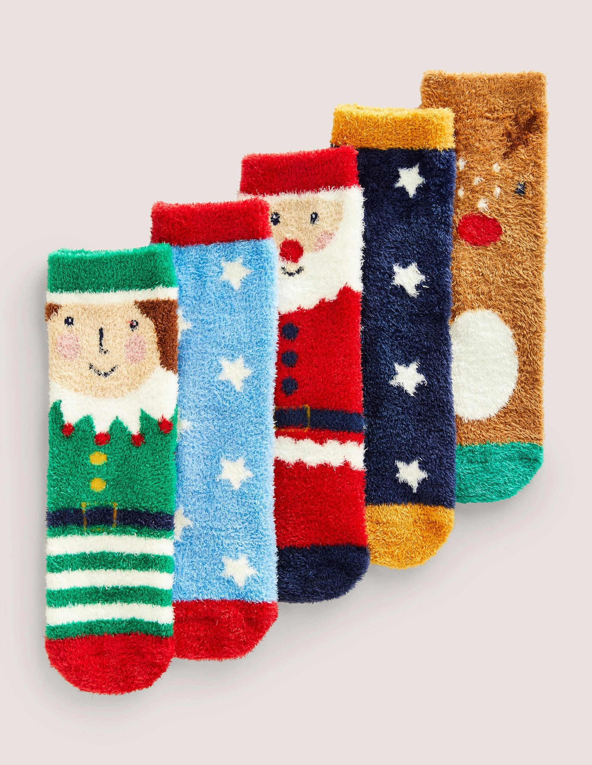 Fluffy Christmas Socks 5 Pack-Multi
