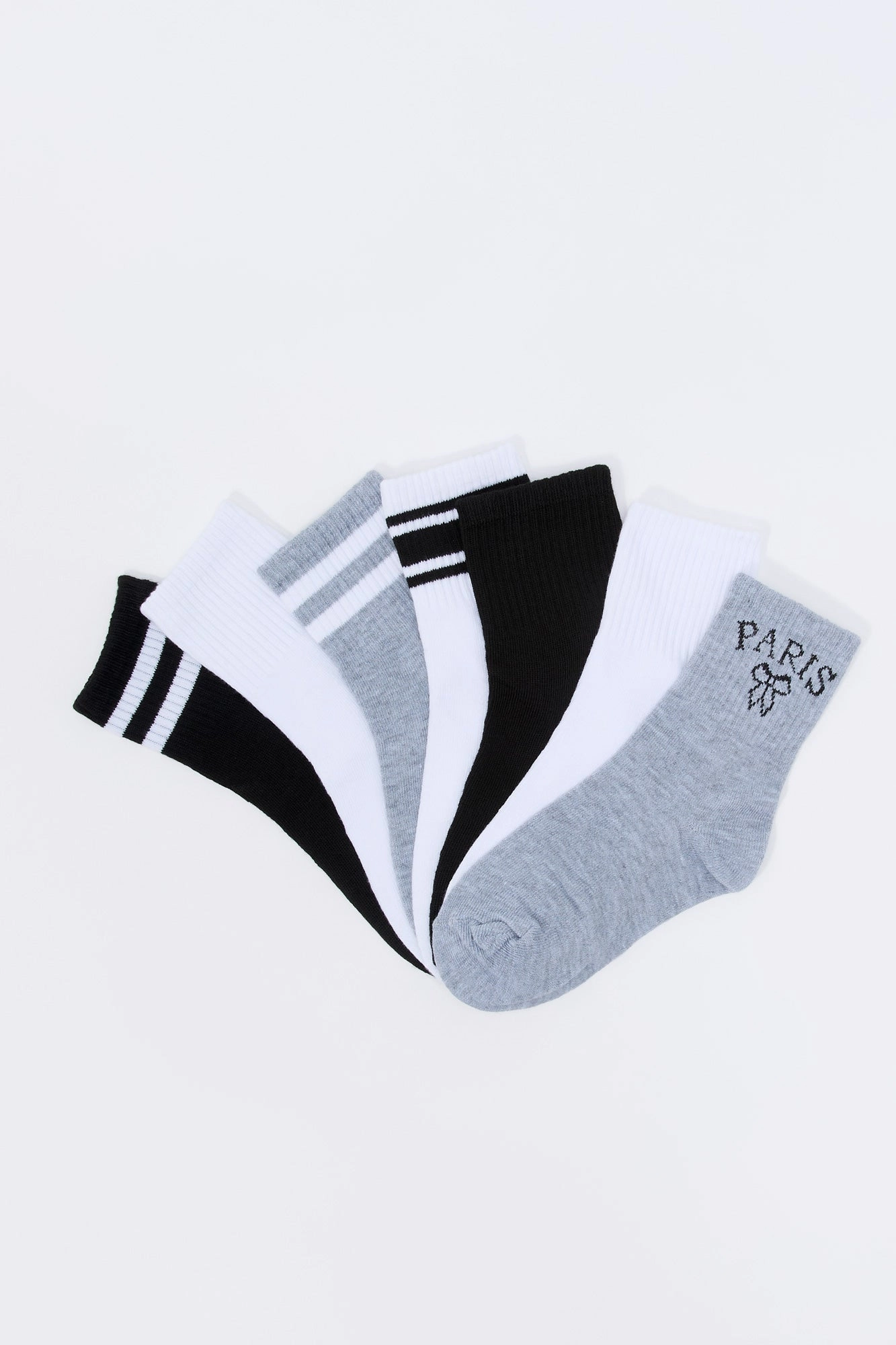Girls City Striped Quarter Socks (7 Pack)