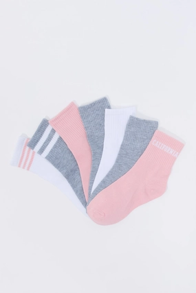 Girls City Striped Quarter Socks (7 Pack)