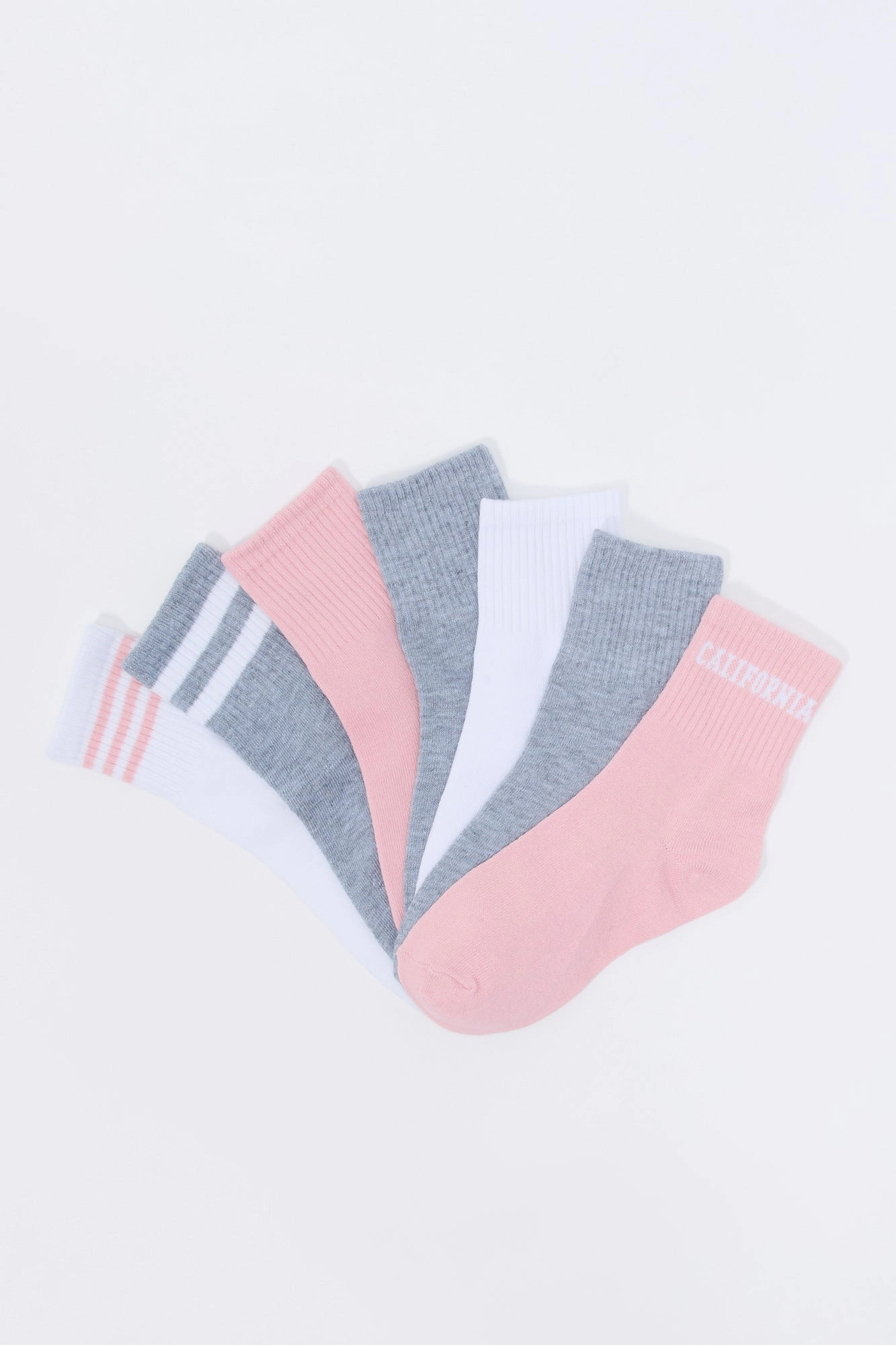 Girls City Striped Quarter Socks (7 Pack)