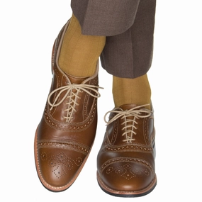 Gold Solid Ribbed Cotton Sock Linked Toe OTC