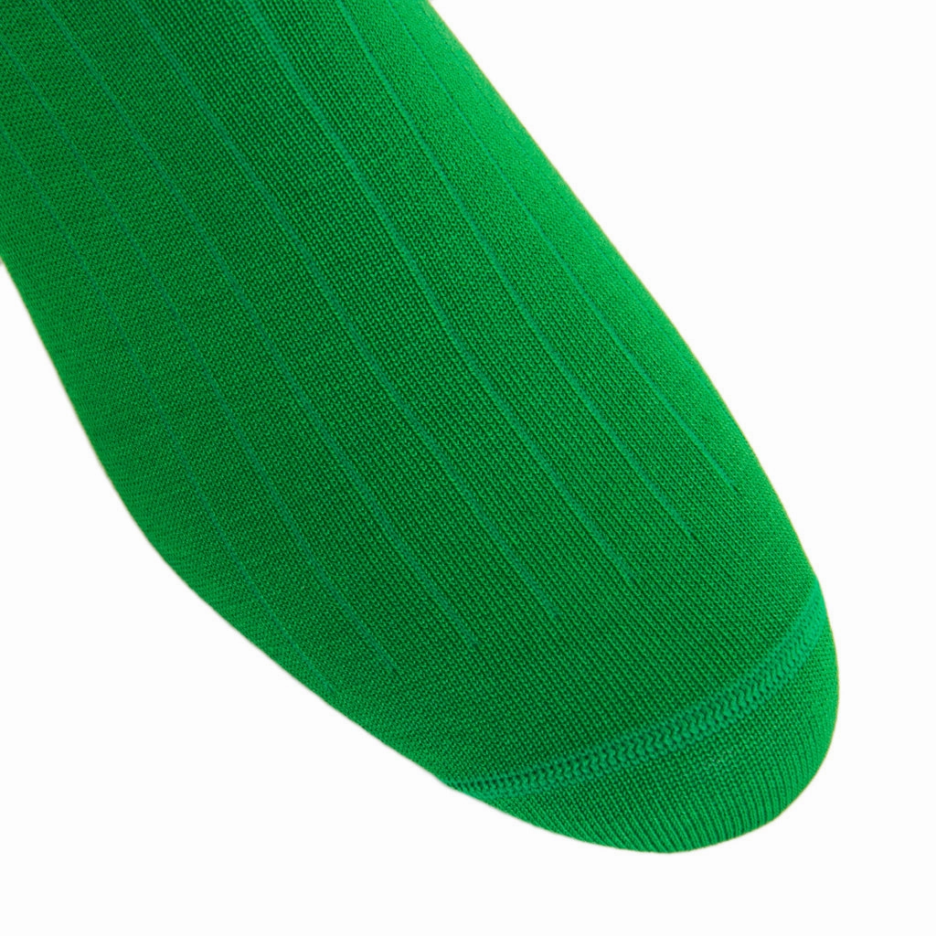 Green Solid Ribbed Cotton Sock Linked Toe OTC