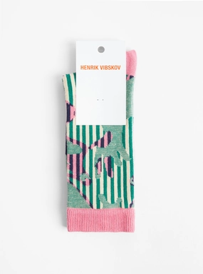 Handsome Hands Socks Femme, Pink, Green and Handsome Grid