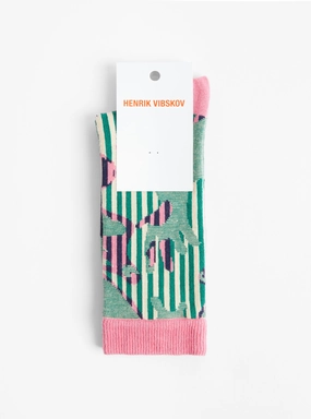 Handsome Hands Socks Femme, Pink, Green and Handsome Grid