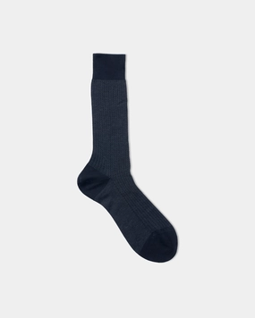 HERRINGBONE COTTON MID-CALF SOCKS - BLACK