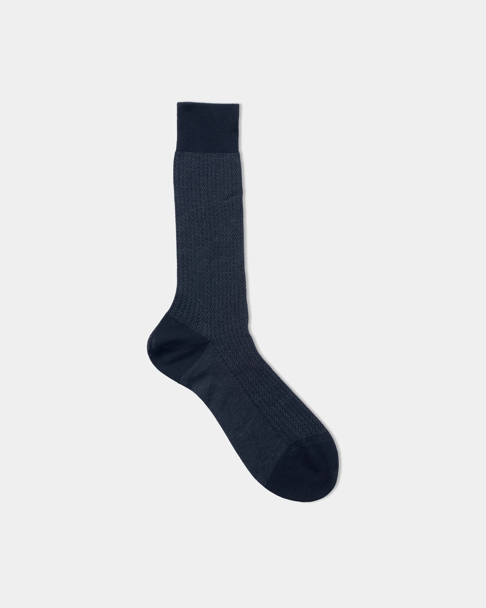 HERRINGBONE COTTON MID-CALF SOCKS - BLACK