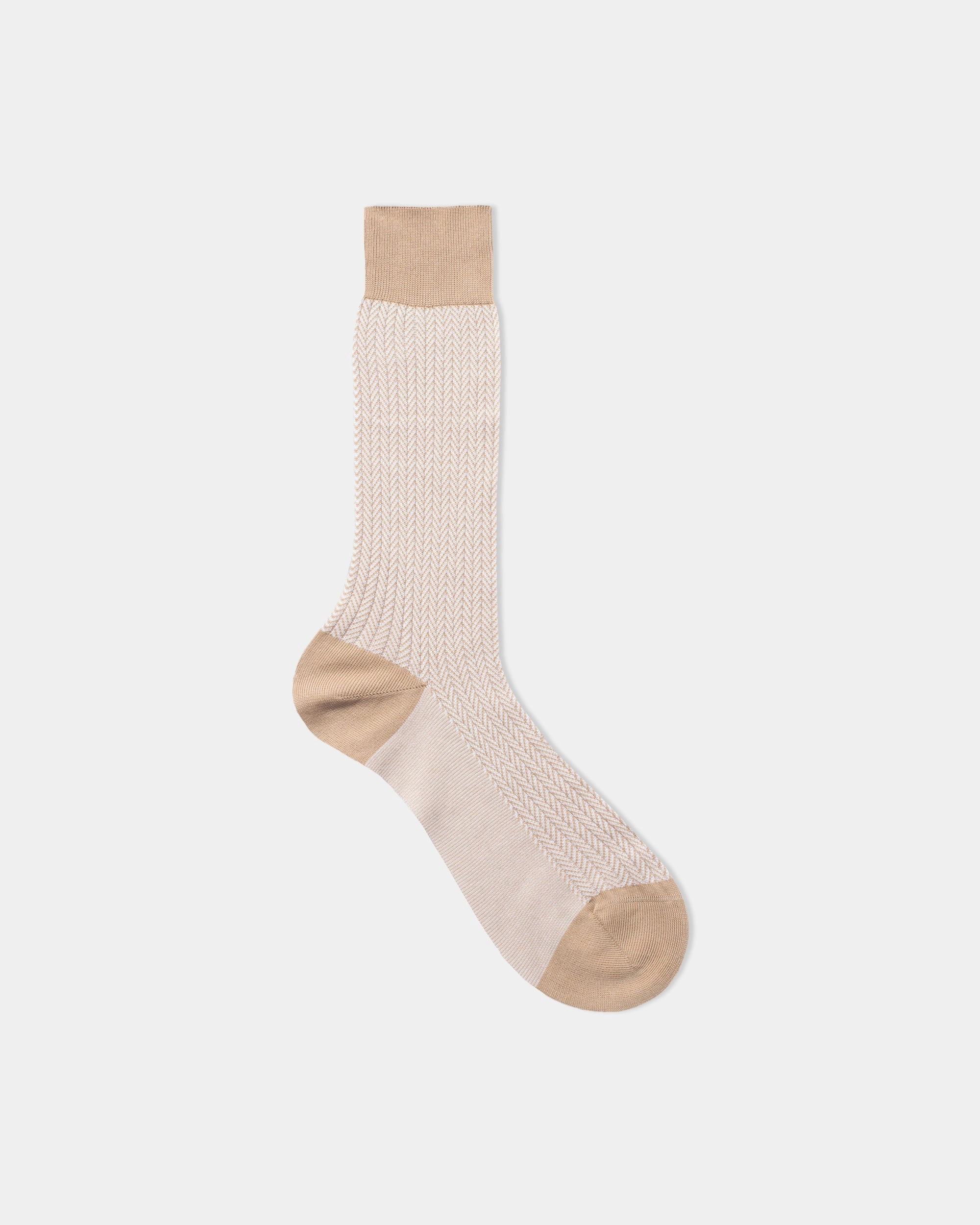 HERRINGBONE COTTON MID-CALF SOCKS - KHAKI