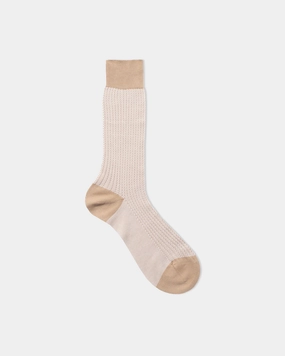 HERRINGBONE COTTON MID-CALF SOCKS - KHAKI