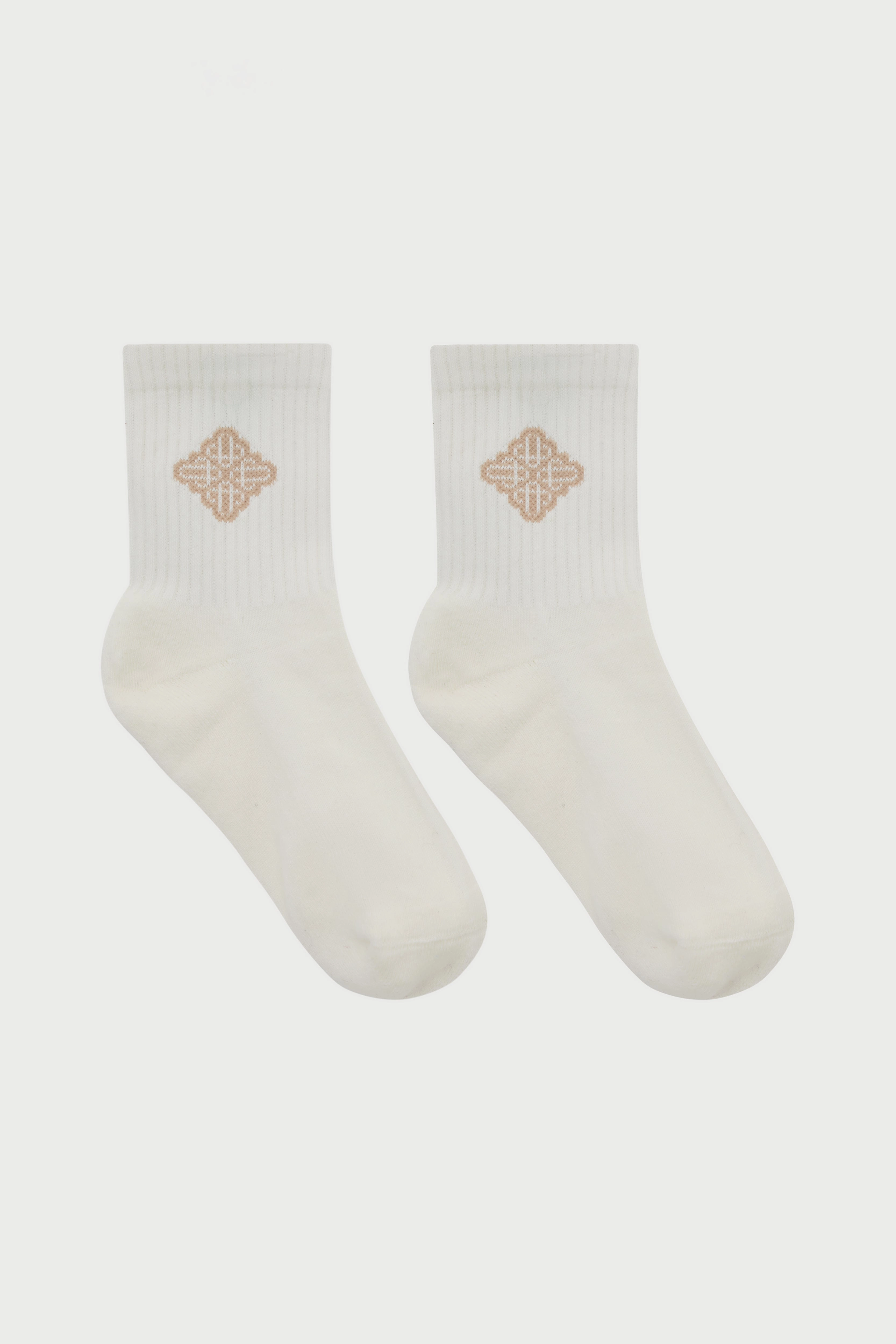 INTARSIA EMBLEM SPORTS SOCKS - OFF WHITE