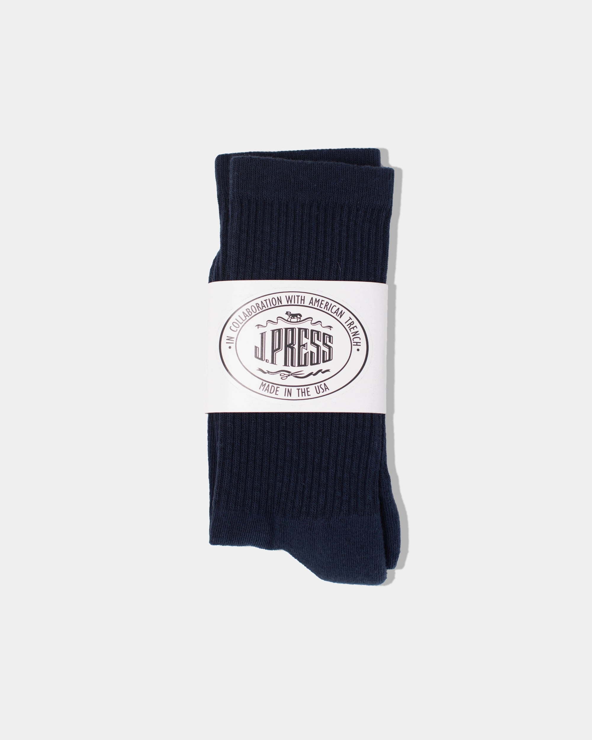 J.PRESS X AMERICAN TRENCH CREW SOCKS - NAVY SOLID