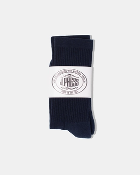 J.PRESS X AMERICAN TRENCH CREW SOCKS - NAVY SOLID