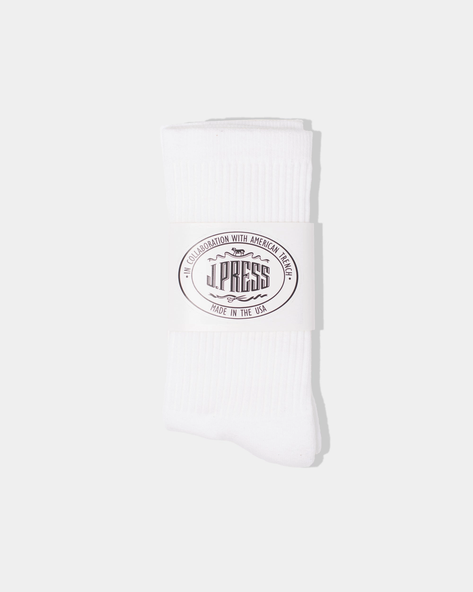 J.PRESS X AMERICAN TRENCH SOCKS - WHITE SOLID