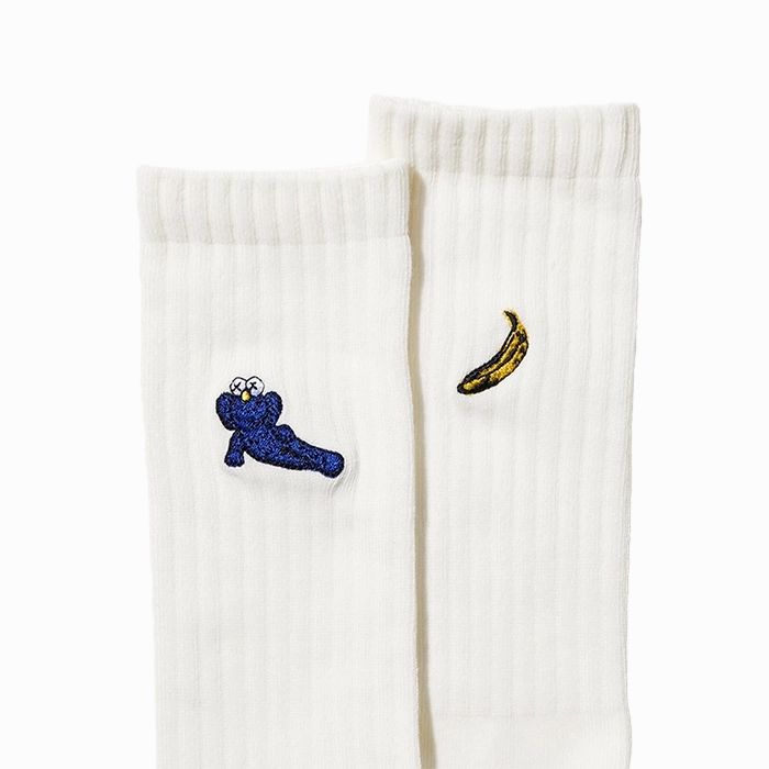 KAWS x Uniqlo Warhol Banana Socks White