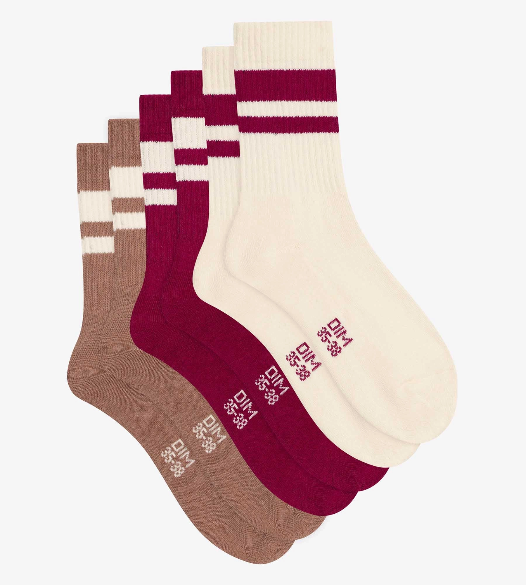 Lot de 3 paires de chaussettes femme en coton Café EcoDim Sport