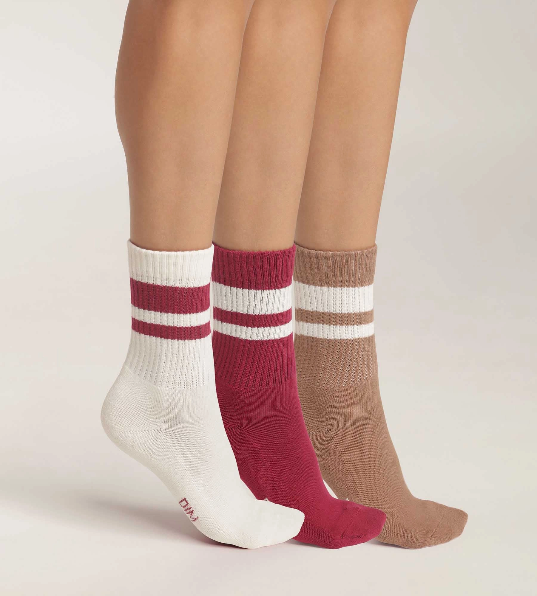 Lot de 3 paires de chaussettes femme en coton Café EcoDim Sport